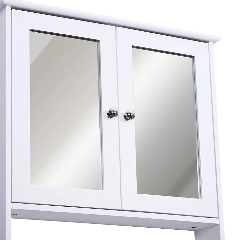 Armoire murale étagère salle de bain 56L x 13l x 58H cm double porte miroir étagère réglable MDF blanc