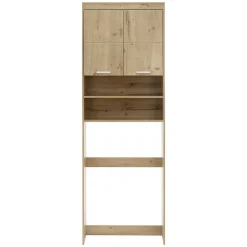 Armoire pour machine à laver 63x24x187 cm armoire haute MDF chêne salle de bain