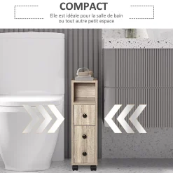 Armoire pour papier toilette - porte-papier toilette - 3 niveaux + sortie papier - aspect chêne clair