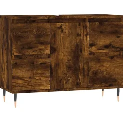 Armoire salle de bain chêne fumé 80x33x60cm bois d'ingénierie vidaXL