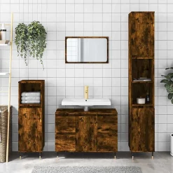 Armoire salle de bain chêne fumé 80x33x60cm bois d'ingénierie vidaXL