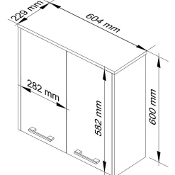 Armoire salle de bains AKORD FIN Meuble Haut Suspendue Chêne Sonoma 60 cm 2 portes façade Blanche 2 étagères 60x22,5x60 cm