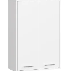 Armoire salle de bains suspendue AKORD FIN Blanche 64 cm 2 portes pleine Blanche 4 étagères 64x30x94 cm