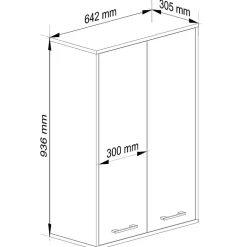 Armoire salle de bains suspendue AKORD FIN Blanche 64 cm 2 portes pleine Blanche 4 étagères 64x30x94 cm