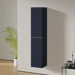 Armoire suspendue Colonne de rangement 35x170x35cm (LxHxP) Bleu nuit mat poignée métal Chrome, Garantie 5 ans - LAVOA