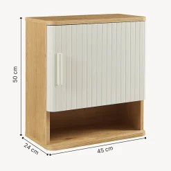Armoire suspendue de salle de bains Ferrersp 50 x 45 x 24 cm effet chêne / sable en.casa