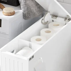 Armoire Toilettes Compact, Meuble de Rangement Salle de Bain, BZR111-W, SoBuy