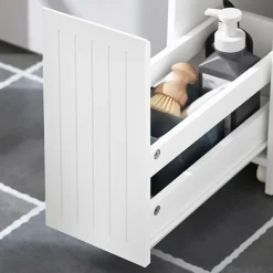 Armoire Toilettes Compact, Meuble de Rangement Salle de Bain, BZR111-W, SoBuy