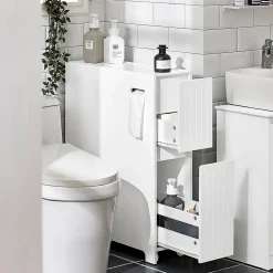 Armoire Toilettes Compact, Meuble de Rangement Salle de Bain, BZR111-W, SoBuy