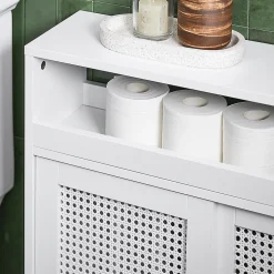 Armoire WC Toilettes Compact Roulante avec 2 Portes Coulissantes, BZR119-W, SoBuy