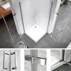 ATEA Porte de douche d'angle H.180 cm pliante et pivotante - verre transparent 80 x 80 cm - Saniverre
