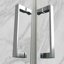 ATEA Porte de douche d'angle H.180 cm pliante et pivotante - verre transparent 80 x 80 cm - Saniverre