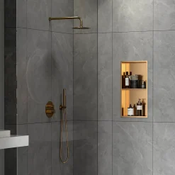 Aurum Niche de Douche à encastrer, Acier Inoxydable 304, 2 étagères, 60x30x10cm, Cuivre brossé PVD (SATAURN6030SBRG)