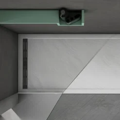 Bac à douche gris 80x80 à clôture en résine et 60% charge minérale receveur avec bonde et grille en inox