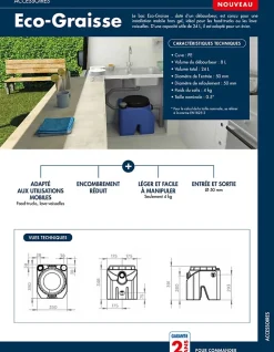 Bac à graisse à poser avec débourbeur WATERMATIC ÉCO-Graisse adapté aux food-trucks éviers ou lave vaisselles