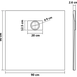 Bac de douche SMC Blanc 90 x 90 cm vidaXL