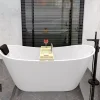 Baignoire à poser îlot ROSSA 170x80 + tablette de bain en bambou + appuie-tête KODI + Vidage à chromé