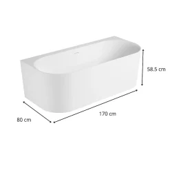 Baignoire acrylique FORMA murale blanche 170cm