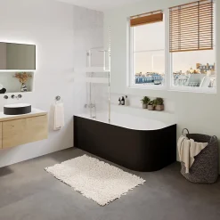 Baignoire adossée pour angle gauche 170x75 cm Oguta noir mat