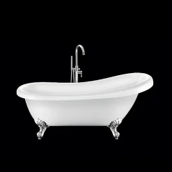 Baignoire ancienne retro sur pieds RICHMOND Blanche 155 cm Pieds d'Aigle Chromes