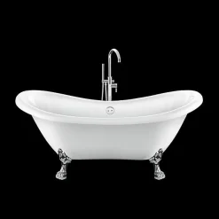 Baignoire ancienne retro sur pieds DARLINGTON Blanche 175 cm Pieds de Lion Chromes