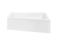 Baignoire asymétrique + tablier blanc + repose tête - INTIMA - 160 x 90 cm - Droite