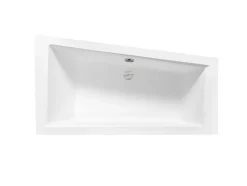 Baignoire asymétrique + tablier noir + repose tête - INTIMA - 150 x 85 cm - Gauche