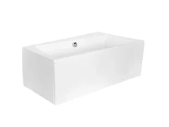 Baignoire asymétrique + tablier blanc + repose tête - INFINITY - 170 x 110 cm - Droite