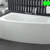 Baignoire asymétrique + tablier blanc + repose tête - LUNA - 150 x 80 cm - Gauche