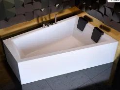 Baignoire asymétrique - 180 x 125 cm - Droite - avec Habillage - Pieds - Vidage Chrome - INTIMA DUO