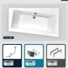 Baignoire asymétrique - 150 x 90 cm - Droite - avec Habillage - Pieds - Vidage Chrome - INFINITY