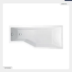 Baignoire asymétrique - 170 x 75 cm - Droite - sans Habillage - avec Pieds - Vidage Chrome - INTEGRA