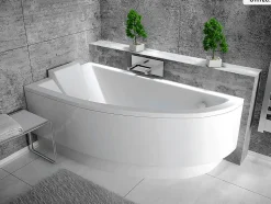 Baignoire asymétrique - 150 x 70 cm - Gauche - sans Habillage - avec Pieds - Vidage Chrome - PRAKTIKA