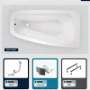 Baignoire asymétrique - 150 x 80 cm - Droite - avec Habillage - Pieds - Vidage Chrome - LUNA