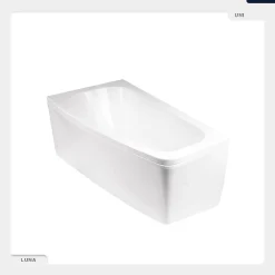 Baignoire asymétrique - 150 x 80 cm - Droite - avec Habillage - Pieds - Vidage Chrome - LUNA
