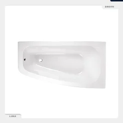 Baignoire asymétrique - 150 x 80 cm - Droite - avec Habillage - Pieds - Vidage Chrome - LUNA