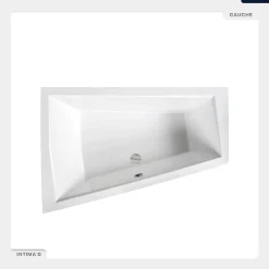 Baignoire asymétrique - 170 x 125 cm - Gauche - avec Habillage - Pieds - Vidage Chrome - INTIMA DUO