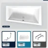 Baignoire asymétrique - 150 x 85 cm - Droite - avec Tablier - Pieds - Vidage Chrome - INTIMA