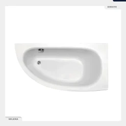 Baignoire asymétrique - 150 x 70 cm - Droite - sans Habillage - avec Pieds - Vidage Chrome - MILENA