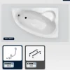 Baignoire asymétrique - 150 x 100 cm - Droite - sans Habillage - avec Pieds - Vidage Chrome - NATALIA