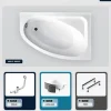 Baignoire asymétrique - 140 x 80 cm - Droite - avec Habillage - Pieds - Vidage Chrome - CORNEA