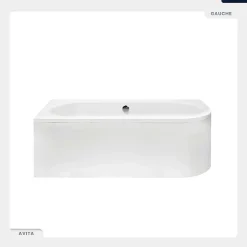 Baignoire asymétrique - 150 x 75 cm - Gauche - sans Habillage - avec Pieds - Vidage Chrome - AVITA