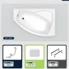 Baignoire asymétrique - 130 x 85 cm - Droite - sans Habillage - avec Pieds - Repose-tête - Vidage Chrome - RIMA