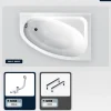 Baignoire asymétrique - 150 x 100 cm - Droite - sans Habillage - avec Pieds - Vidage Chrome - CORNEA