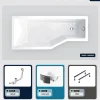 Baignoire asymétrique - 150 x 75 cm - Gauche - avec Habillage - Pieds - Vidage Chrome - INTEGRA