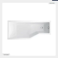 Baignoire asymétrique - 150 x 75 cm - Gauche - avec Habillage - Pieds - Vidage Chrome - INTEGRA