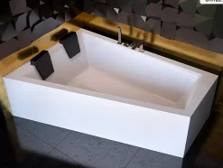 Baignoire asymétrique - 170 x 125 cm - Gauche - avec Tablier - Pieds - Vidage Chrome - INTIMA DUO