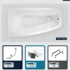 Baignoire asymétrique - 150 x 80 cm - Gauche - avec Habillage - Pieds - Vidage Chrome - LUNA