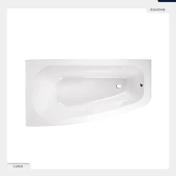 Baignoire asymétrique - 150 x 80 cm - Gauche - avec Habillage - Pieds - Vidage Chrome - LUNA