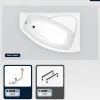 Baignoire asymétrique - 170 x 110 cm - Droite - sans Habillage - avec Pieds - Vidage Chrome - RIMA